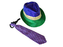 Load image into Gallery viewer, LED Light Up Flashing Fedora And Necktie Tie Combo (Mardi Gras)
