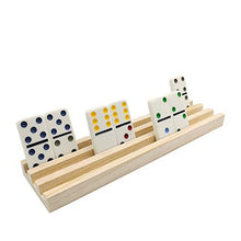 Load image into Gallery viewer, Yuanhe Wooden Domino Racks Set of 8, Domino Trays Holders Organizer for Classic Board Games, Mexican Train Chicken Foot Cuban Dominoes Accessories, Domino Trays for Tiles Family Games
