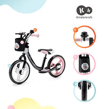Load image into Gallery viewer, Kinderkraft Balance Bike Space, Lightweight First Bicycle, No Pedals, 11 inches Wheels, with Ajustable Seat, Footrest, Accessories, Bag, Bell, for 2 3 4 5 Years Old Kids Toddler, Pink
