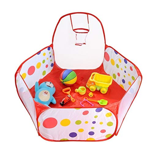 Garneck Kids Ball Pit with Basketball Hoop Pop up Ball Pool Play Tent Ocean Pool Baby Tent Toddlers Playhouse Baby Playpen Creativity Imagination Early Learning 1.5