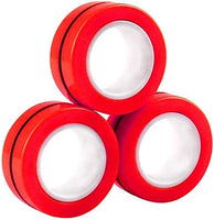 AHEYE Fidget Toys - Finger Magnetic Rings, Fidget Ring Spins for Adult Fidget Magnets Spinner Rings & Anxiety Relief Therapy, Fidget Pack Great Gift for Adults Teens Kids (Red)