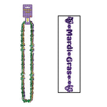 Load image into Gallery viewer, Club Pack of 36 Green and Purple Mardi Gras Masks Beaded Necklaces 33&quot;

