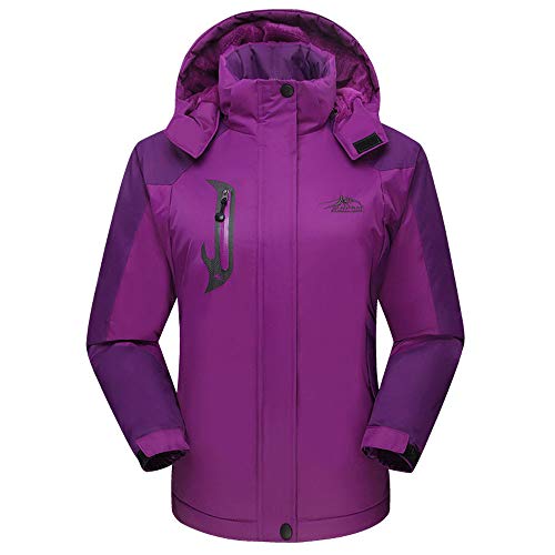 Women's Sports Hoodie Jacket Windproof Long Sleeve Chest Pocket Coat Zipper Warm Outwear Windbreaker Purple