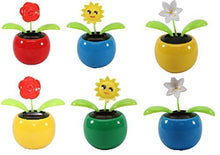 Load image into Gallery viewer, We pay your sales tax Set of 6 Dancing Flowers~ 2 Roses / 2 Smiley Sunflowers / 2 Lily in Assorted Color Pots Solar Toy Flower Great Holiday Car Dashboard Office Desk Home Decor
