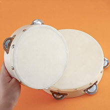 Load image into Gallery viewer, heave 6.5 Inch Tambourine for Adults Kids Wooden Hand Held Tambourine Percussion Double Row Instrument Handheld Drum for Home School Musical Educational Toy Gifts 1#
