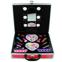 Load image into Gallery viewer, Lil Me Pretend Play Makeup for Princess Girls Cosmetic Set in Sturdy Hot Pink Travel Case with Built in Lights and Mirror, Non-Toxic, Washable Make up Kit
