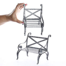 Load image into Gallery viewer, Factory Direct Craft Set of 2 of Miniature Gray Zinc Tin Bench and Chair Set

