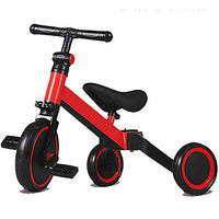 Children s Tricycle Balance Bike Lightweight Three in One Deformable Push Child Bicycle Adjustable Seat Pedal-Free Training Vehicle-Red