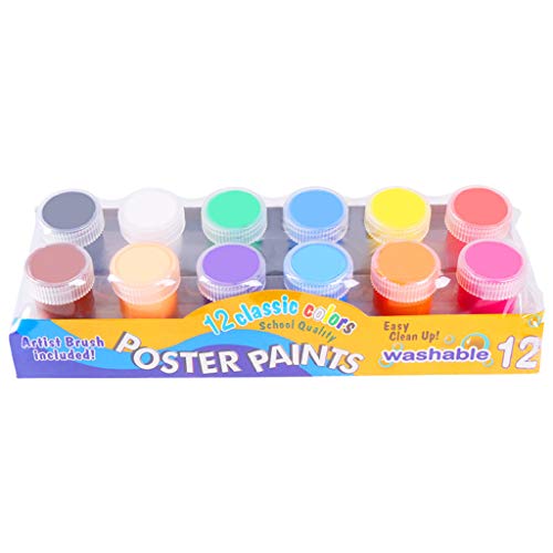 MEIYIN 20ml 12 Bright Colors Washable Gouache Paint for Kids School Finger Paint Non Toxic