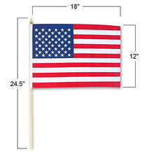 Load image into Gallery viewer, ArtCreativity 12 x 18 Inch USA American Flags on Stick, Pack of 12, Independence Day Fourth of July Decorations, Patriotic Party Favors, Memorial Day Grave Markers, Handheld US Flags
