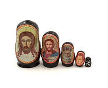 Load image into Gallery viewer, BuyRussianGifts 1.75&quot; Tall Mini Icons Nesting Doll Set Wood Religion Jesus Christ Saint Nicolas
