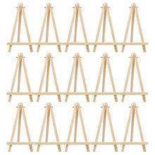 Load image into Gallery viewer, NUOBESTY 15pcs Tabletop Wooden Easel Mini Painting Holder Stand Triangle Display Easel Phone Memo Stand for School Home Office Decoration
