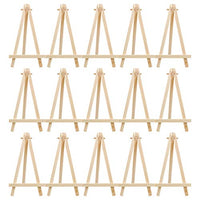 NUOBESTY 15pcs Tabletop Wooden Easel Mini Painting Holder Stand Triangle Display Easel Phone Memo Stand for School Home Office Decoration