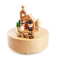 nologo WJDHZ Wooden Music Box with Moving Train, Handcrafted Musical Box Toy Decoration Birthday for Kids Boys Girls