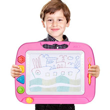 Load image into Gallery viewer, SGILE Large Magnetic Drawing Board - 4 Colors 4233cm Doodle Pad with 4 Stamps for Toddlers, Learning Toy Gift Magna Doodle Board Etch Sketch Toys for 36+ Month Kids Girls Boys, Pink
