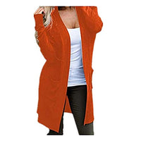 TWGONE Long Cardigans for Women Lightweight with Pockets Autumn Spring Womans Jacket Solid Ladies Coat Outwear (Large,Orange)