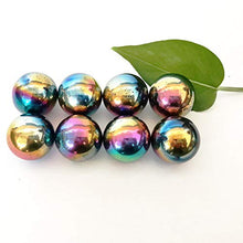 Load image into Gallery viewer, NICO SEE WONDER 1Inch 25mm Rainbow Magnetic Stones, 8Pieces Magnets Ball Toys with Bag, Hematite Magnetic Rattlesnake Egg.
