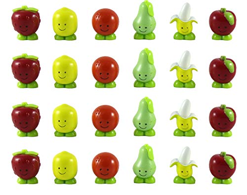 Curious Minds Busy Bags 24 Cute Fruit Food Mini Toy Figurines Replicas - Math Counters, Sorting or Alphabet Objects, Playsets
