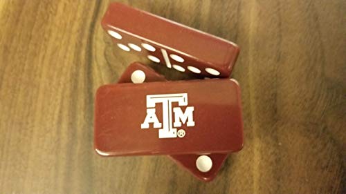 Texas A&M Maroon Double Six Dominoes Tournament Size in Walnut Wood Gift Box