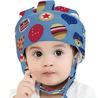 Xeano Baby Crawling Helmet Infant Protective Hat Toddler Protector Cap Walking Harness Adjustable Soft Cotton Helmet (Football Blue)