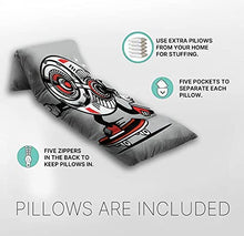 Load image into Gallery viewer, Kids Floor Pillow Skater Droid Robot Machine Skateboarding Character Design Pillow Bed, Reading Playing Games Floor Lounger, Soft Mat for Slumber Party, for Kids, King Size
