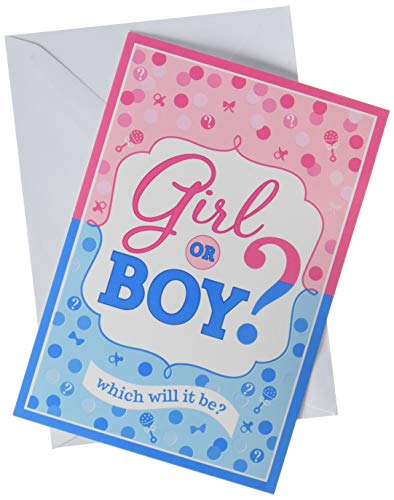 Amscam 8 Count Reveal Party Girl Or Boy? Invitations, 6 1/4