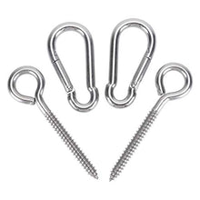 Load image into Gallery viewer, YARNOW 1 Set/4pcs Stainless Steel Swing Hangers Heavy Duty Swivel Ring Spring Snap Hook Carabiner for Yoga Hammock Swing Marine Boat Application 8x115mm (Silver)
