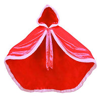 Hooded Cape Velvet Cloaks Costume - Birthday Halloween Cosplay for Girls Princess Costumes Party Accessories (Red, S)
