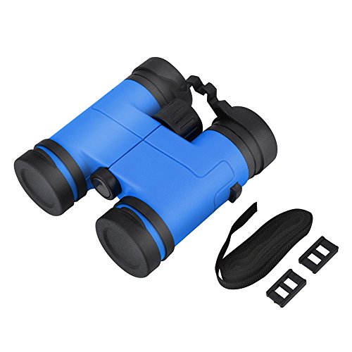 Alomejor Child Binocular Kids 6X Magnification Binoculars Outdoor Set High Resolution Telescope with Ergonomic Design for Bird Watching and Camping(Blue)