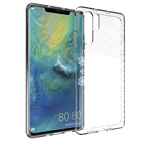 Clear Case for Huawei P30 Pro with Screen Protector,QFFUN Ultra Thin Slim Fit Soft Transparent Silicone Phone Case Crystal TPU Bumper Shell Scratch Resistant Protective Cover - Sunflower