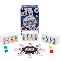 Regal Games - Double 12 Dominoes - Colored Numbers Set - Mexican Train Game Set with Hub, 91 Numbered Domino Tiles, 4 Trains, and Collector's Tin - Ideal for 2-4 Players Ages 8 for Kids and Adults