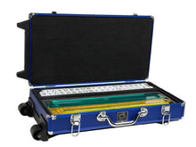 Load image into Gallery viewer, White Swan Mah Jongg Set - Wheeled Aluminum Case - (White Tiles, Modern Pusher Arms, Blue) American Mahjong
