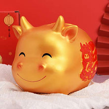 Load image into Gallery viewer, Toyvian 1Pcs Ox Shape Piggy Bank Coin Banks Sitting Cow Desktop Cow Adornment Cartoon Saving Pot Ornament Gifts Decor Statue
