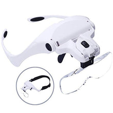Load image into Gallery viewer, Headband Magnifier Glasses With LED Light, Head Mount Magnifier Handsfree Reading Magnifying Glasses with Light for Close Work Jeweler Loupe Craft Watch Repair Hobby 5 Lenses 1.0X 1.5X 2.0X 2.5X 3.5X
