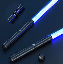 Load image into Gallery viewer, JVMU Lightsaber Rechargeable Cosplay RGB 2 pcs, connectable 2-in-1 Lightsaber 7 RGB Color Advanced Alloy hilt Lightsaber, with 3 Sound Modes, Halloween Easter Christmas Decoration (Black)
