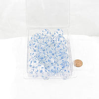 Icicle Borealis Dice Luminary with Light Blue Numbers D20 Aprox 16mm (5/8in) Pack of 50 Wondertrail