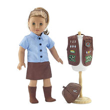 Load image into Gallery viewer, Emily Rose 18 Inch Doll Clothes for American Girl Dolls | Doll Brownie Girl Scout Modern 5 Piece Uniform Outfit with Skort! | Gift Boxed! | Fits 18&quot; Our Generation and Journey Girls Dolls
