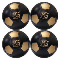 Macro Giant 6 Inch (Dia.) PU Foam Soccer, Set of 4, Black- Gold Color, Training, Practice, Playground Ball, Kid Sports, Kickball, Physical Education Exercise