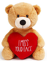 JENVIO Teddy Bear Girlfriend  Miss Your Face 12 Inch Plush  Valentines Valentine's Day Teddy Bear for Long Distance Gifts, Boyfriend, Miss You Stuffed Animal, Heart