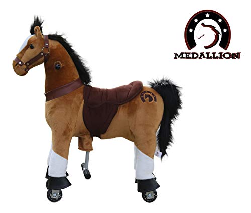 Medallion Genuine My Pony Ride On Real Walking Horse for Children 3 to 6 Years Old or Up to 65 Pounds (Color Small Brown Horse) for Boys and Girls