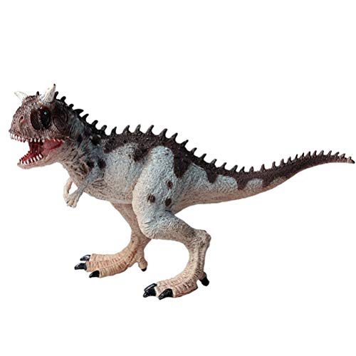 FLORMOON Dinosaur Toy - Realistic Gray Carnotaurus Dinosaur - PlasticDinosaur Figures - Birthday Cake Decoration, Party Supplies for Kids Boys Toddler(Movable Mouth)