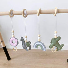Load image into Gallery viewer, Baby Wooden Play Gym, Baby Fitness Rack Detachable Exercise Frame Rattle Rings Sensory Toy Activity Gift Hanging Pendant Exerciser Toys for Newborn Infant
