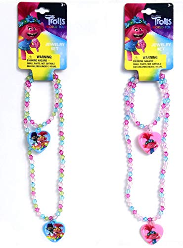 Trolls 2 Necklace & Bracelet Set Hanging 2 Asstd. on Header Card
