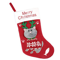 Toyvian Christmas Stockings Hanging Non Woven Stockings with Merry Christmas and Red Antlers Cat Christmas Fireplace Stockings Decorations for Indoor Home Office Mall