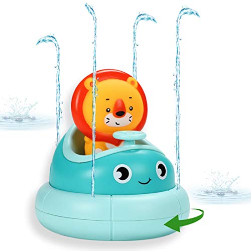 KKOZESST Baby Bath Toys, Automatic Spray Water Baby Toys for Toddlers 1-3, Lion Shower Bathtub Toys with Spinning Boat for Infants Kids Gifts Boys Girls