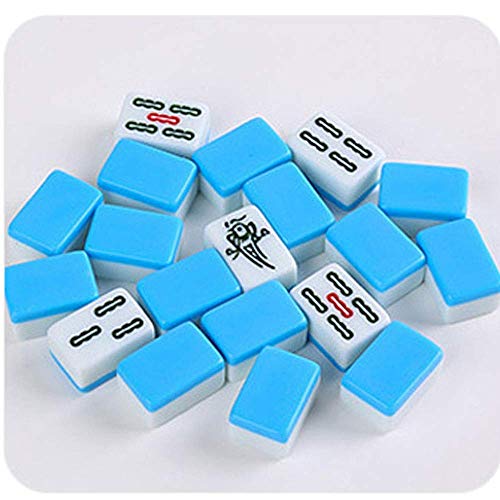 Riyyow Mahjong Set Gathering Party Game Traditional Game with Box for Home Entertainment Mini Mahjong (Color : Blue, Size : One Size)
