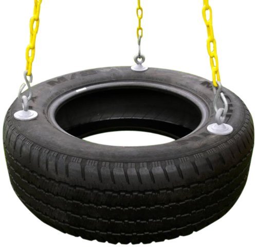 Eastern Jungle Gym Heavy-Duty 3-Chain Rubber Tire Swing Seat with Adjustable Coated Swing Chains - Swing Set Accessories
