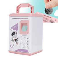LZKW Electric Children Bank, 5.1 * 5.1 * 9.6In Saving Pot, Electronic Piggy Bank with Music Piggy Bank for Money Saving Kids(Pink)