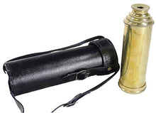 Load image into Gallery viewer, 15&quot; Solid Brass Handheld Telescope - Pirate Spyglass with Black Leather Case Halloween Decorations Costumes

