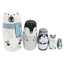 Load image into Gallery viewer, 5-Layer White Bear Pattern Matryoshka Doll, Wooden Craft Display Model for Home Christmas Birthday Figurine Toy Gift
